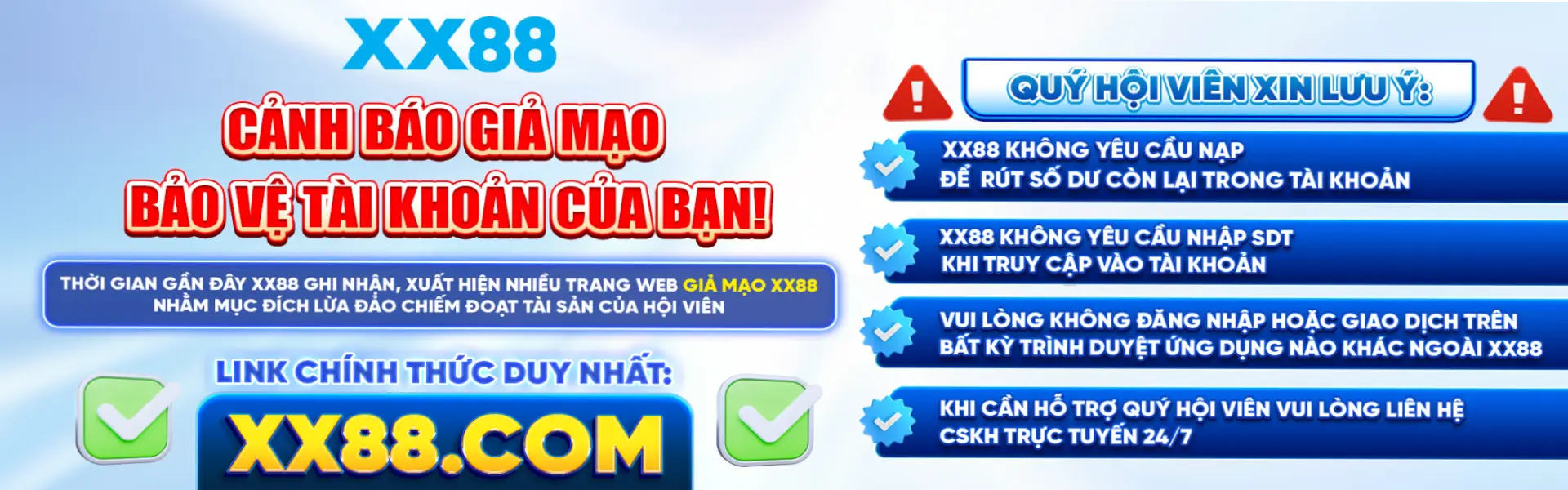 xx88 cảnh báo